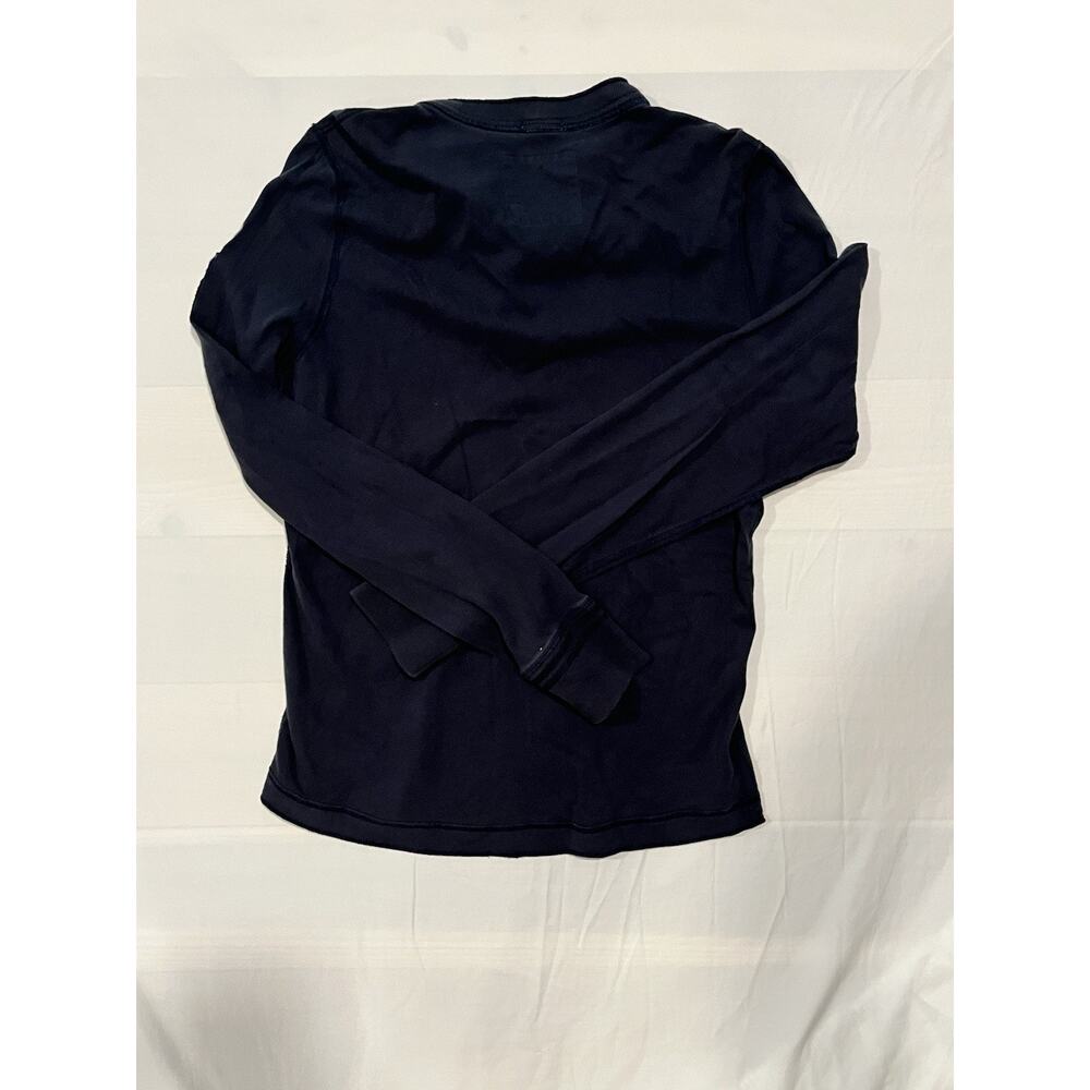 Hollister Surfer Cut Henley Mens XL Navy Long Sleeve Logo Patch - Picture 2 of 4